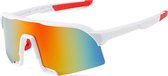 Fietsbril - Sportbril - Racefiets - Mountainbike - MTB - Zonnebril - UV bescherming - Wit - Goud Rood Spiegel