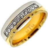 Tesoro Mio Michel – Ring met steentjes - Vrouw - Edelstaal in kleuren zilver & goud – 17 mm / maat 53