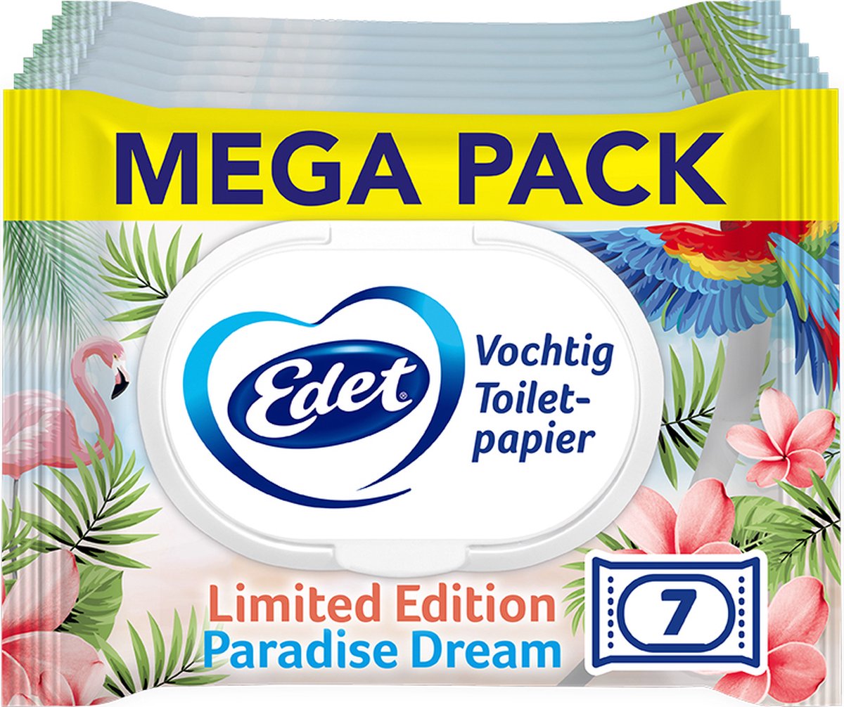 Edet Tropical Morning vochtig wc papier - 7 x 42 = 294 vellen op Prijzenvolger.com