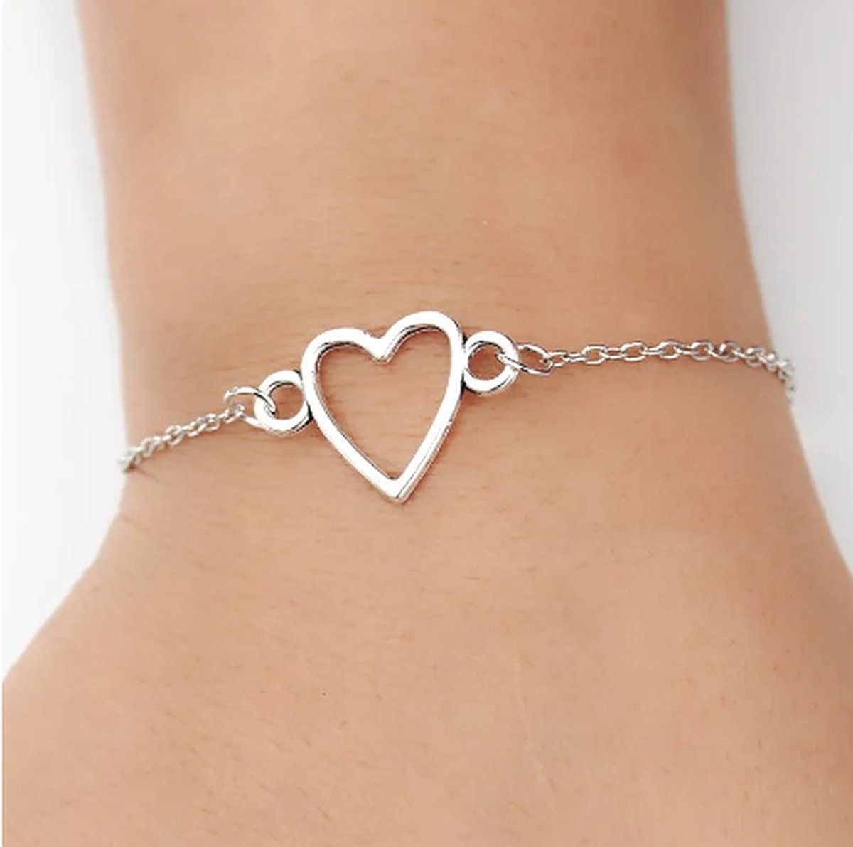 TVR-Wares® | Hartje armband zilver | Klemsluiting | Verstelbare maat