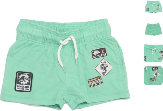 Jurassic World - korte broek - shorts - voor kinderen - van zacht katoen - mintgroen - maat 98