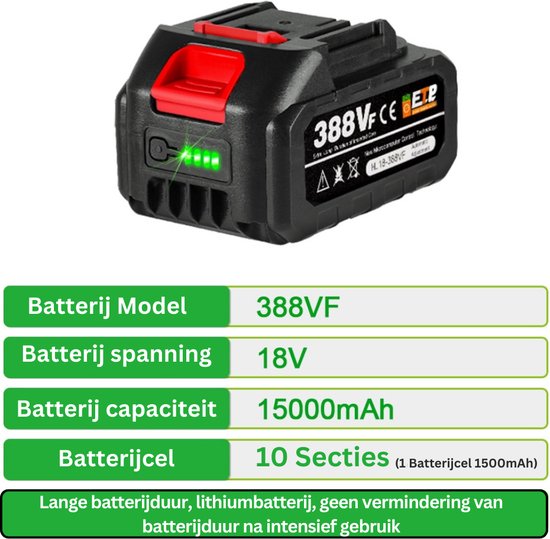 Yofrida 6 in 1 Draadloze Hogedrukreiniger - Auto Accu Hogedrukreiniger - 6 in 1 Nozzle - Met Opslagcase En 2 Accu's - 3500W — afbeelding 4