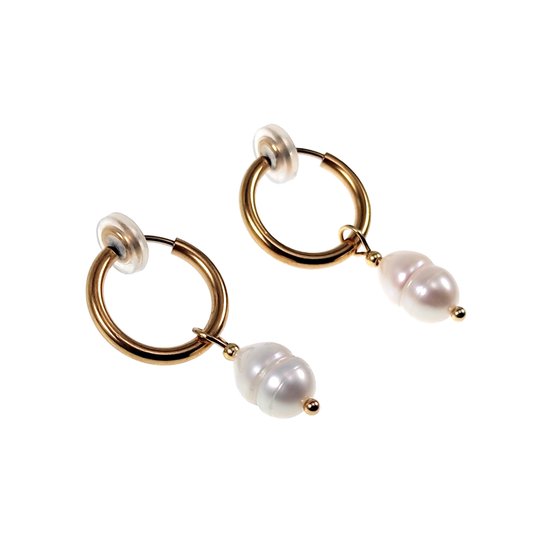Clips oreilles Femme ∅16mm - Perle d'Eau Douce - Acier Inoxydable Plaqué Or  - Boucles... | bol