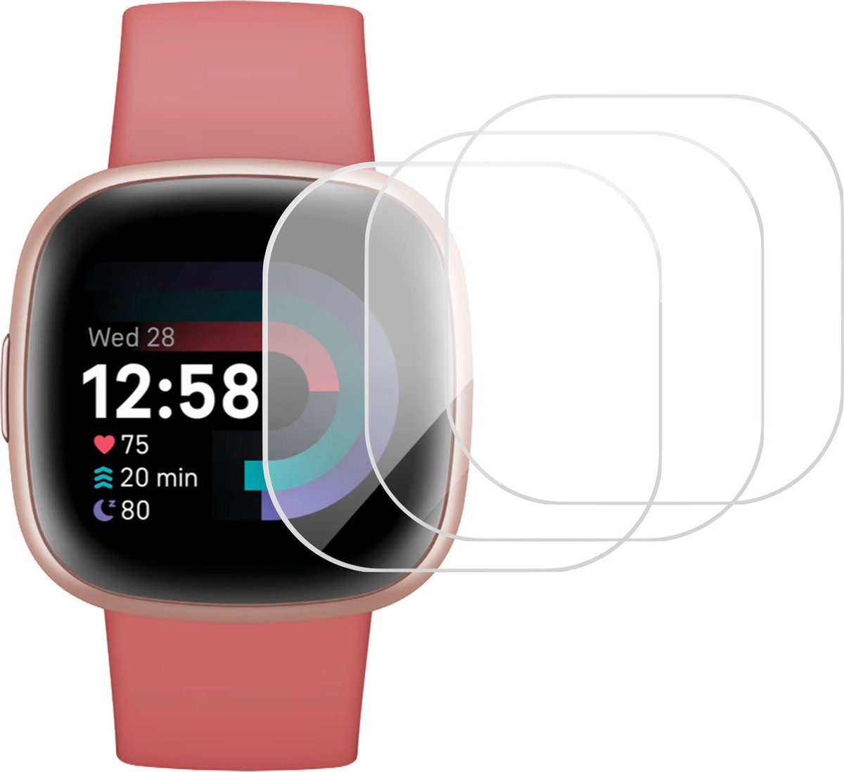 3x Screenprotector geschikt voor Fitbit Versa 3 - Folie Screen Protector geschikt voor Fitbit Versa 3