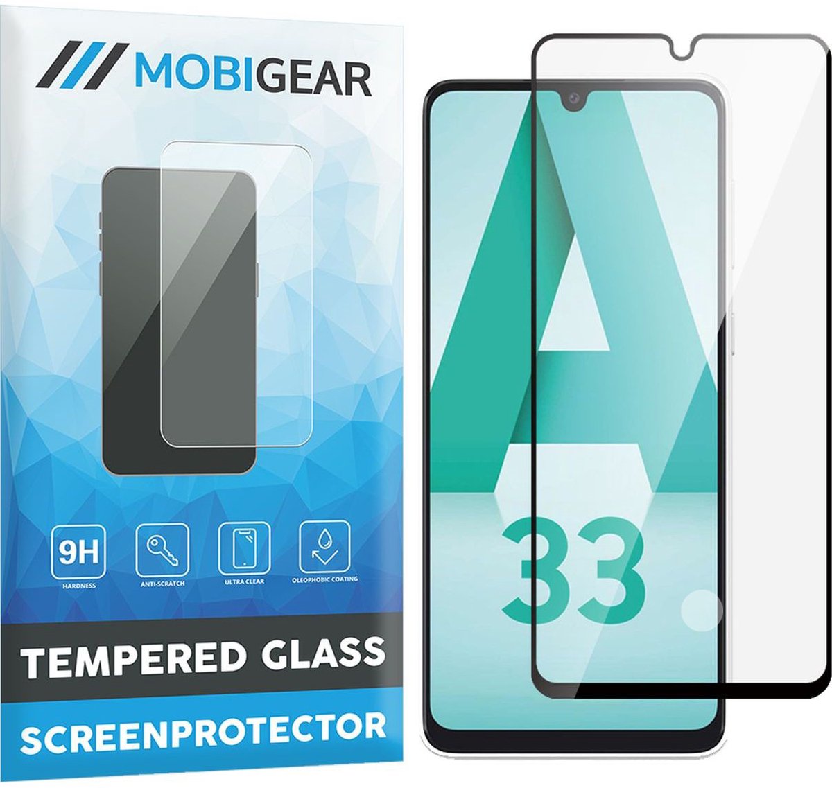 Mobigear Screenprotector geschikt voor Samsung Galaxy A33 Glazen | Mobigear Premium Screenprotector - Case Friendly - Zwart (3-Pack)