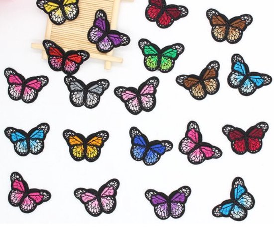 Emblème thermocollant 'Ensemble de patchs papillons (12)' - Tissu et application thermocollante - Patch papillon - 12 pièces - Patchwork - Emblème thermocollant Insectes - Patchs - Décoration pour vêtements - Joli cadeau