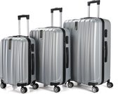 Royalty Line ® LTS18706 Reiskoffer Set - 3 Delig - S/M/L - Luxe Kofferset - 360° Spinners - Reiskoffer Met Wielen - Reiskoffers - Handbagage - 36/67/98 Liter - Zilver