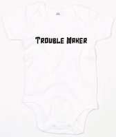 Baby Romper Troublemaker - 0-3 Maanden - Wit - Rompertjes baby met tekst