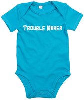 Baby Romper Troublemaker - 3-6 Maanden - Surf Blue - Rompertjes baby met tekst