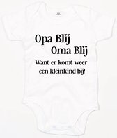 Baby Romper Opa blij,Oma blij 3-6 maand - Wit - Rompertjes baby met tekst - Nieuw kleinkind