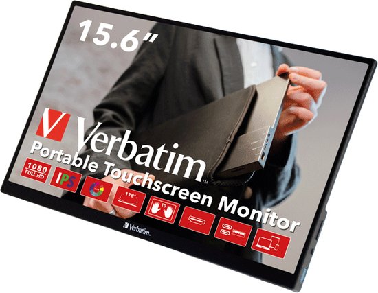 Touch Screen Monitor Verbatim PMT-15 Black IPS LCD 15,6