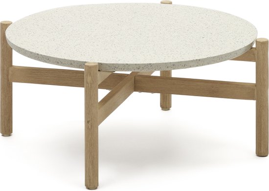 Kave Home - Pola salontafel in cement en eucalyptus massief hout Ø 84,4 cm FSC
