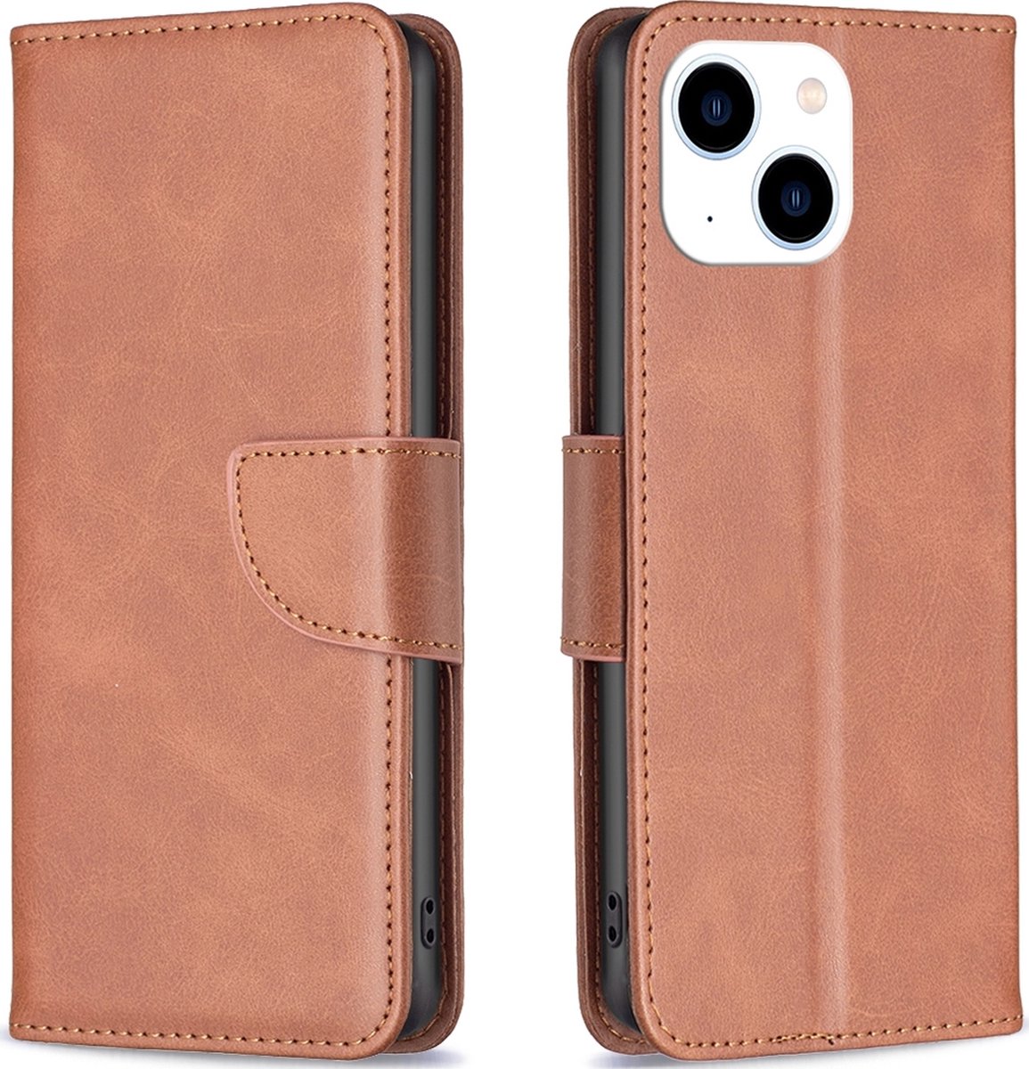 Mobigear Telefoonhoesje geschikt voor Apple iPhone 15 Hoesje | Mobigear Excellent Bookcase Portemonnee | Pasjeshouder voor 3 Pasjes | Telefoonhoesje voor Pinpas / OV Kaart / Rijbewijs - Bruin