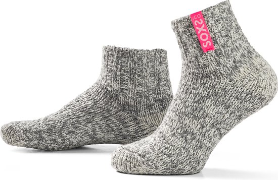 Foto: Soxs co wollen sokken sox3104 grijs enkelhoogte maat 34 36 bubble gum label