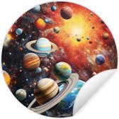 Behangcirkel ruimte - Planeten - Sterren - Muurstickers slaapkamer - Wandsticker - Ronde wanddecoratie - Behangsticker - ⌀ 30 cm - Plak stickers - Cirkel behang - Sticker muur - Muurdecoratie cirkel