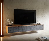 TV-meubel Teele acacia natuurleisteen 200 cm 4 deurs zwevend lowboard