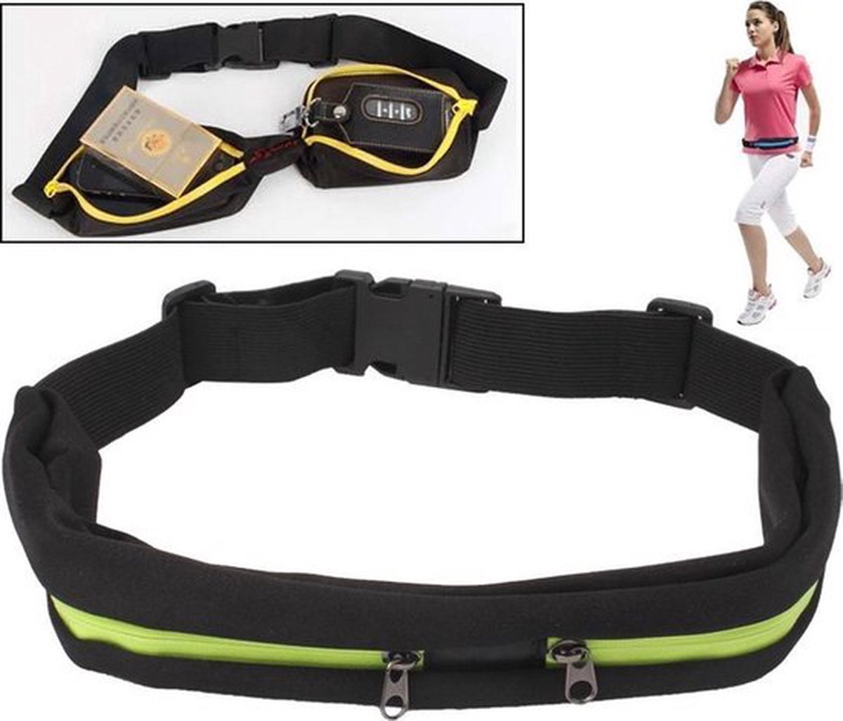 Ceinture de course avec lumières LED, sac de ceinture de course