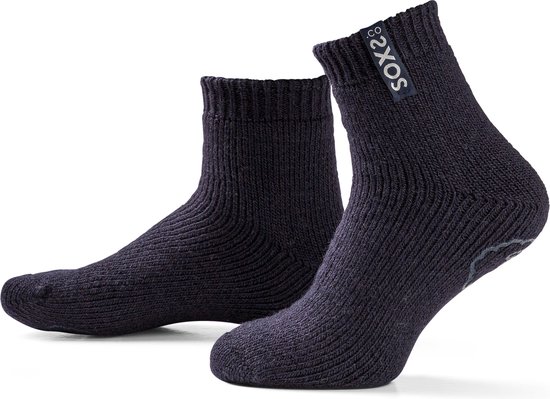 Foto: Soxs wollen sokken sox3527 donkerblauw enkelhoogte maat 42 46 antislip moonlight label