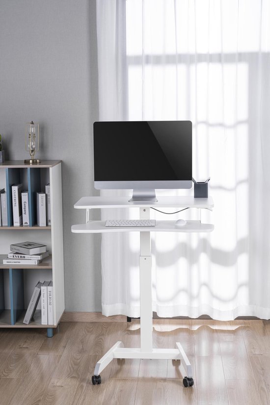 Table d'ordinateur portable de bureau assis-debout - mobile - réglable en hauteur