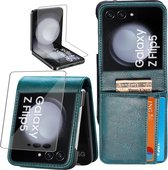 Book Case Case pour Samsung Galaxy Z Flip 5 + Protège-écran Samsung Galaxy Z Flip 5 - Flip Wallet Turquoise avec Protège-écran