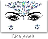 Festival Diamant Face Jewels (Blauw) [Dots Strass Steentjes met zelfklevend Plaklaag - Sticker Diamantjes voor Lichaam en Gezicht - Festival tattoo set outfit diamand glitter - Juwelen Face Glitterstiften tattoos kinderen]