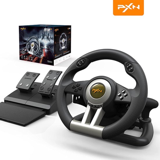 PXN ps4 Stuur - Game Stuur Met Pedalen - Stuur Pc Geschikt Voor PC/Xbox/Ps4/Switch  - Zwart | bol