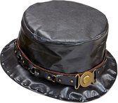 Widmann - Punk & Rock Kostuum - Rocker Hoge Hoed Lederlook Decoratie - Zwart - Halloween - Verkleedkleding
