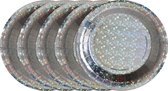 Santex feest wegwerpbordjes - glitter - 50x stuks - 23 cm - zilver