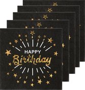 Verjaardag feest servetten happy birthday - 50x - goud - 33 x 33 cm