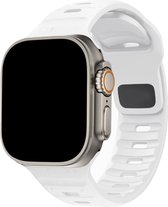 Outdoor Siliconen Sport Band - Wit - Geschikt voor iWatch 42mm - 44mm - 45mm - 49mm - Waterproof heavy duty silicone smartwatchband - Voor Apple Watch Series Ultra 9 8 7 6 5 4 3 2 1 SE grote modellen