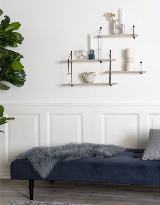 Étagère Harlem - Noir/Naturel - 4 étagères - 99x17,5x62 cm - House Nordic - Armoires métalliques - Brun - Bois|Métal - Armoires métalliques