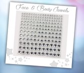 Face & Body Jewels (165 Diamantjes Zilver) [Dots Strass Steentjes met Zelfklevend Plaklaag - Sticker Diamantjes voor Lichaam en Gezicht - Festival Tattoo Set Outfit Glitter - Juwelen Rhinestones Rhine stones - Plak Diamantjes]