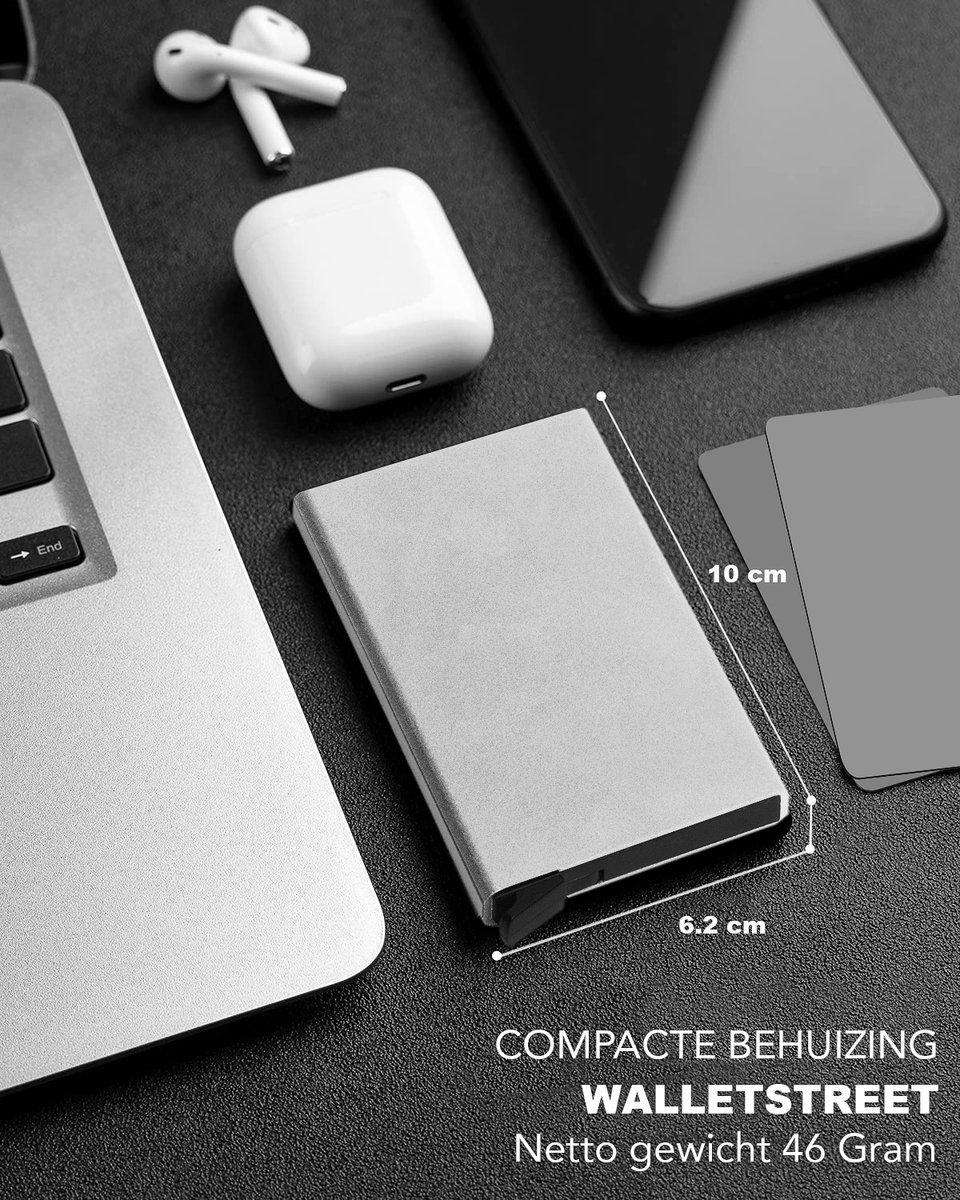 Walletstreet Pasjeshouder 8 pasjes Portemonnee, creditcardhouder Met RFID Technologie – Zilver — cadeau in Mode & Accessoires - foto 2
