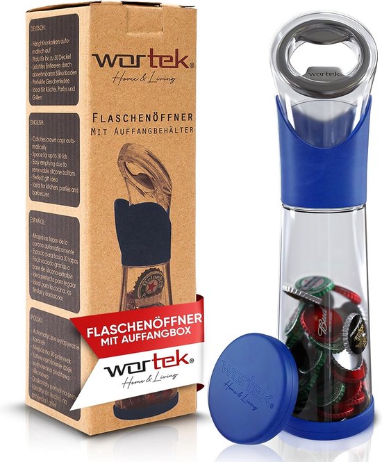 Wortek Flessenopener met Opvangbak Bieropener Cadeau voor Mannen Kerstcadeau voor Mannen Kleinigheid Wichtelkado voor Mannen Cadeau voor Papa Cadeau Kerstmis Blauw Wortek Flessenopener met Opvangbak Bieropener Cadeau voor Mannen Kerstcadeau voor Mannen Kleinigheid Wichtelkado voor Mannen Cadeau voor Papa Cadeau Kerstmis Blauw