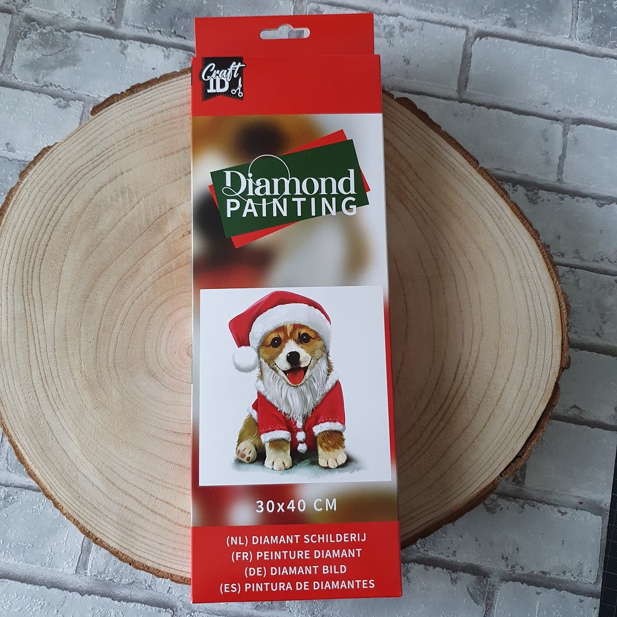 Diamond painting 40 x 30 cm, Kerst, Hondje, knutselen, hobby
