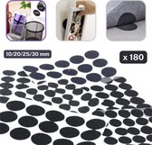 90 paires de cercles adhésifs Velcro Mix en tailles diamètre 10 20 25 30mm Couleur Zwart Fermetures velcro Rond