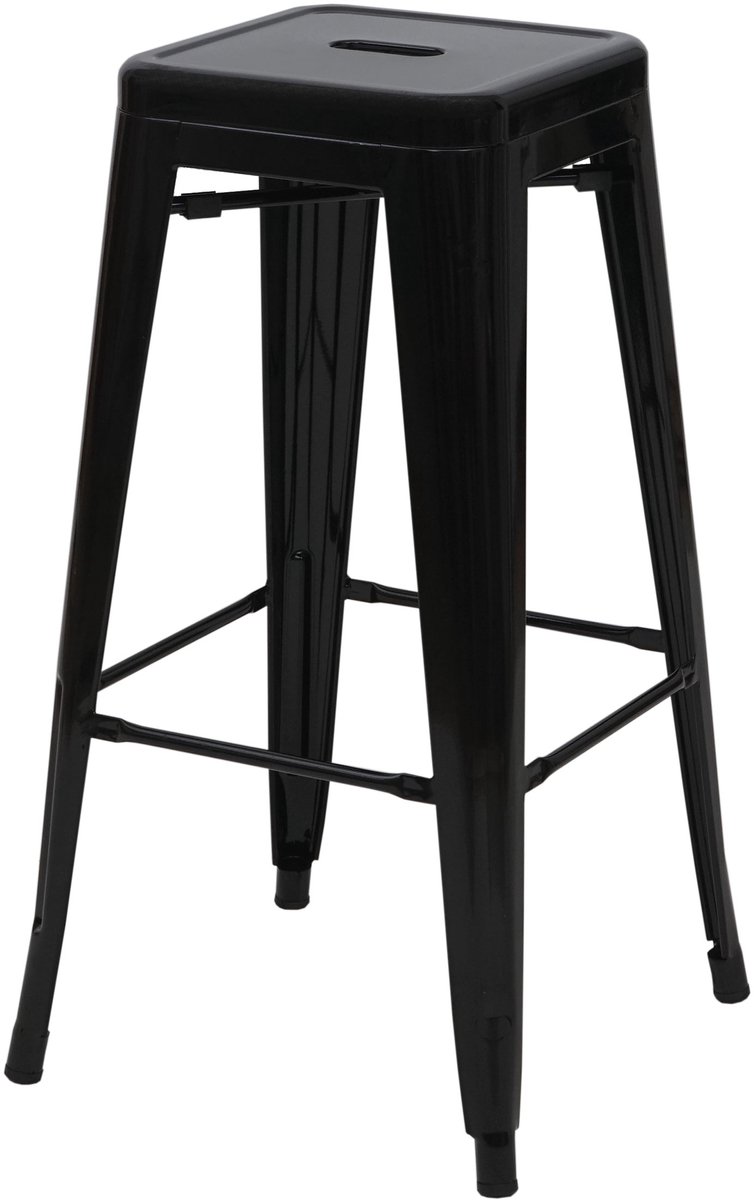 MCW Set van 4 barkrukken MCW-A73, barkruk tegenkruk, metalen industrieel ontwerp stapelbaar ~ zwart