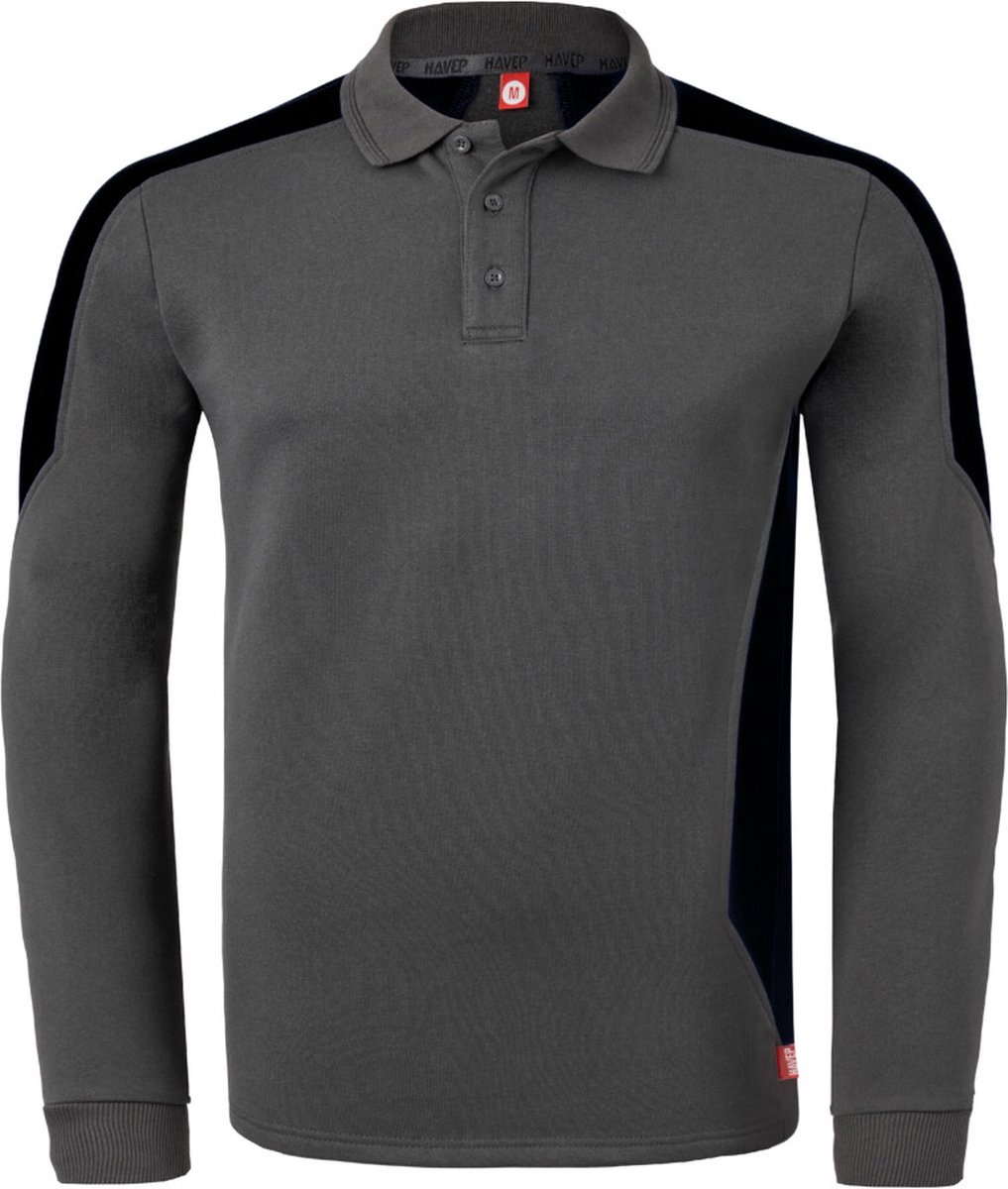 HAVEP Polosweater Bicolor 10075 - Charcoal/Zwart - M