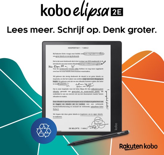 Kobo Elipsa 2E bundel - E-reader - 10,3 inch - Digitaal notitieblok - Inclusief Kobo Stylus 2 - Kobo
