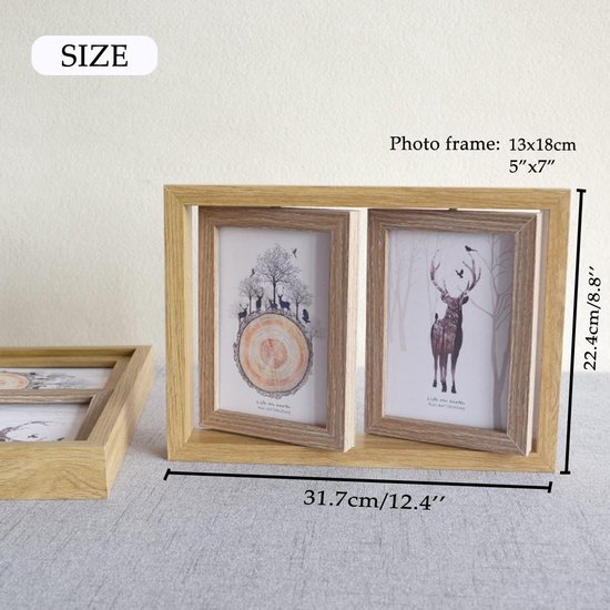 Cadre photo double face, cadre photo en bois, 4 photos de 18 x 13 cm, pour  mariage | bol