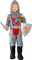 Widmann - Middeleeuwse & Renaissance Strijders Kostuum - Dappere Ridder Roeland - Jongen - Grijs - Maat 128 - Carnavalskleding - Verkleedkleding