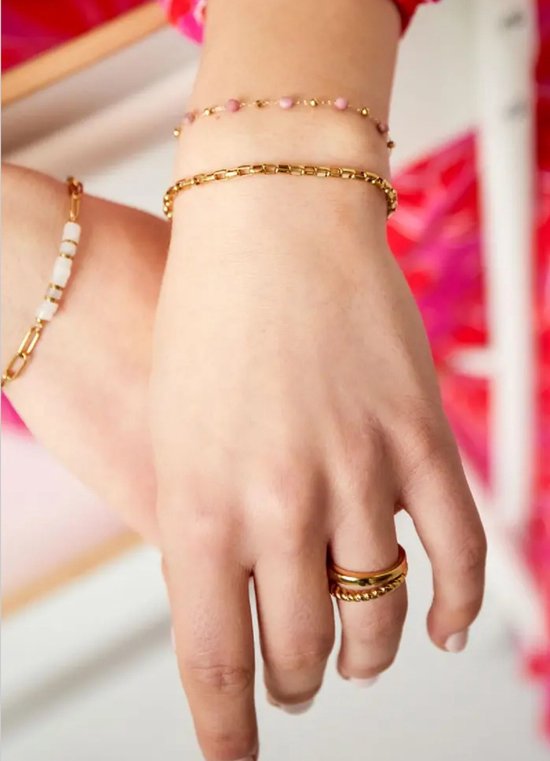 Armbandenset - Zomers Turquoise - 5 armbanden - Gold Plated - Natuursteen - Amazoniet - Goudkleurig - Turquoise