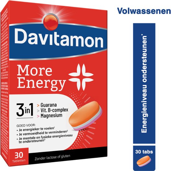 Davitamon® More Energy 3-In-1 30 Tab: Energie Mentaal En Fysiek, Bij Vermoeidheid