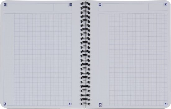 Open notitieboek met ruitjespapier, spiraalbinding.