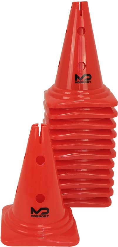MDsport - Multifunctionele afbakenkegel rood - 30 cm - Set van 12 - Multifunctionele pion - Pion