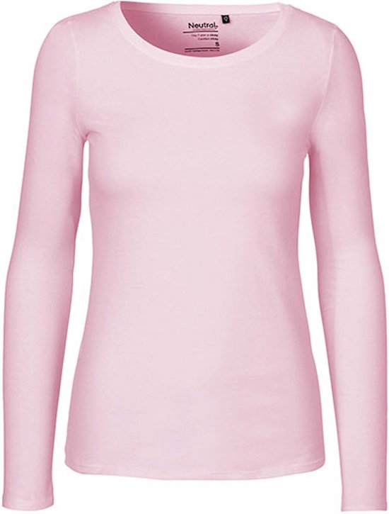 Ladies Long Sleeve T-Shirt met ronde hals Light Pink - XS