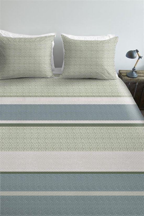 Ambiante Seb Housse de couette - Double - 2 personnes (200x200/220 cm + 2 taies d'oreiller) - Vert