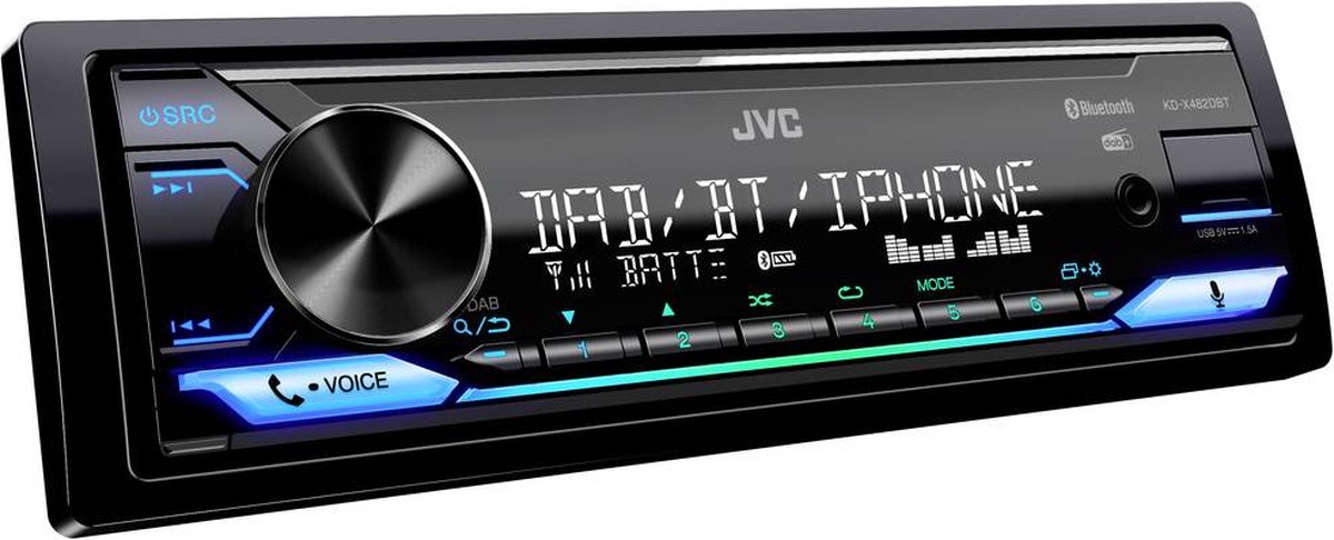 JVC KD-X482DBT Autoradio enkel DIN Bluetooth handsfree, DAB+ tuner