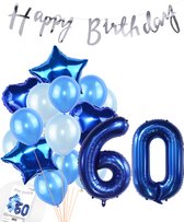 Snoes Ballons 60 Years Party Package - Décoration - Set d'anniversaire Mason Blauw Number Balloon 60 Years - Ballon à l'hélium