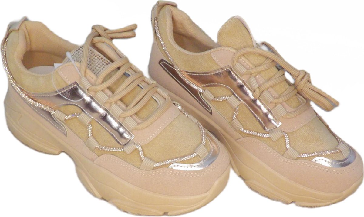 Sneakers - Milani - Beige - Diamantjes - Maat 38